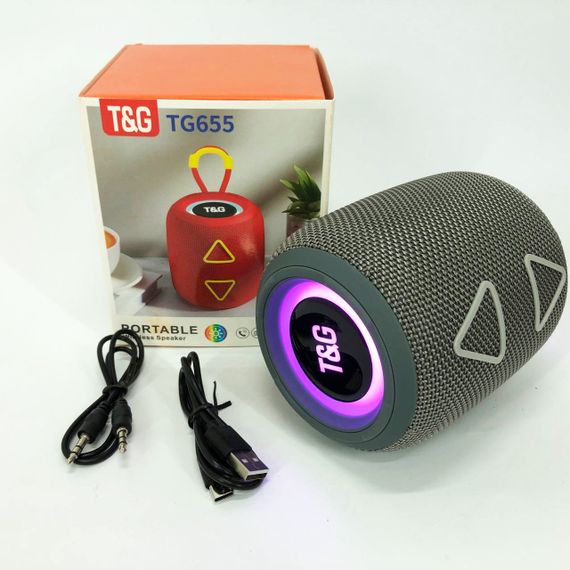 Колонка музична з підсвічуванням bluetooth TG655, Bluetooth колонка з можливістю підключення флешки QU-13 | Зображення 5