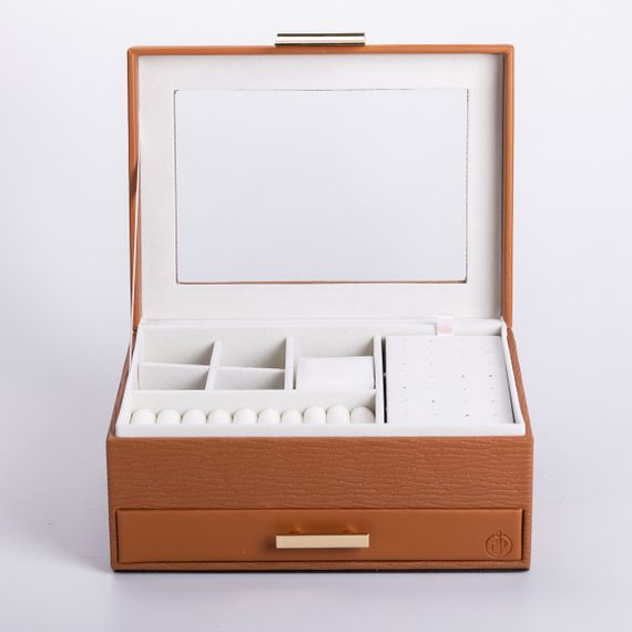 Скринька для прикрас з еко шкіри 2 яруси органайзер для ювелірних виробів | Зображення 2