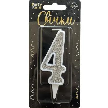 Свічка-цифра 4 Party Хата 1502-5823 Срібний shop (4823118903799)