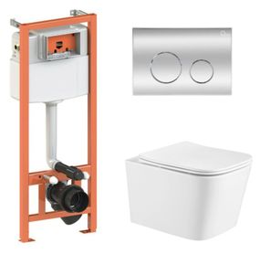 Набір Qtap Nest 4 в 1 підвісний унітаз Crow Ultra Quiet 490x360x290 + комплект інсталяції QT05335171W45129