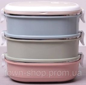 Ланч-бокс Kamille Food Box 3 емкости по 700мл, 20х14.5х18.5см KM-2126