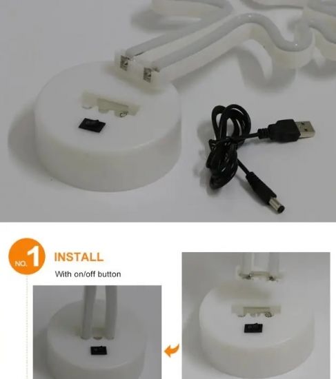 Неоновый ночник-светильник Фламинго LED для комнаты работает от батареек и USB | Зображення 3