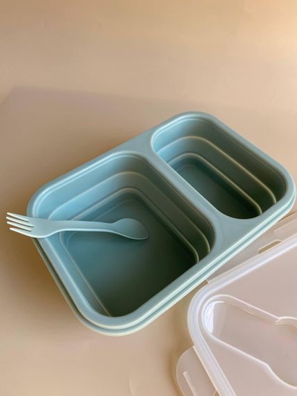 Ланч бокс дитячий силіконовий складний Зелений | Зображення 5