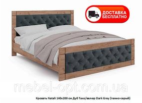 Ліжко Natali 140x200 см Дуб Тахо/велюр Dark Grey (темно сірий) вибір кольору оббивки