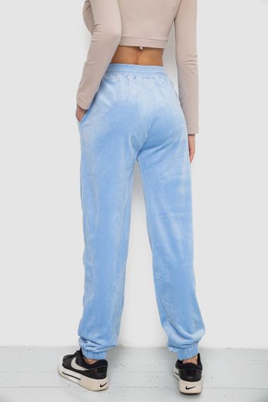 Штани жіночі велюрові, колір блакитний, 238R58473 | Зображення 3