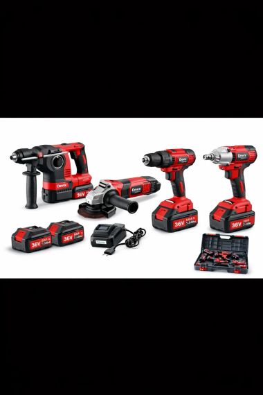 Набор аккумуляторных инструментов 4 в 1 с 2 аккумуляторами, RED MA754
