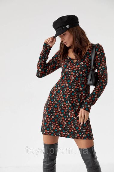 Коротке плаття з квітковим принтом колір зелений розмір M FL_000581 | Зображення 2