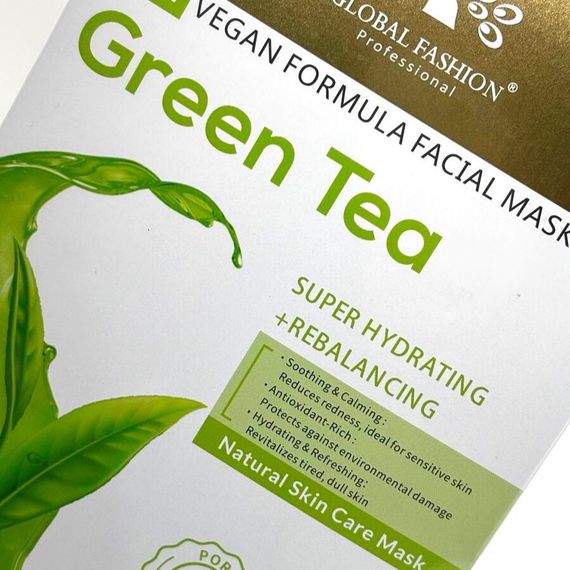 Тканевая маска Global Fashion Facial Mask Зеленый чай, (супер увлажняющий и балансирующий) 25мл