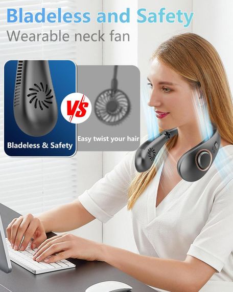 Портативний шейний вентилятор — складаний перезаряджуваний вентилятор із холодним повітрям, для спорту, подорожей і дому | Зображення 4