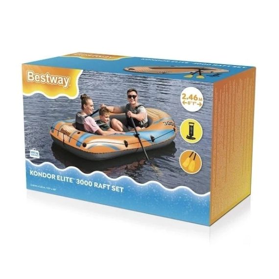 Надувная двухместная лодка с веслами и насосом 246x122 см, Bestway 61145 | Зображення 6