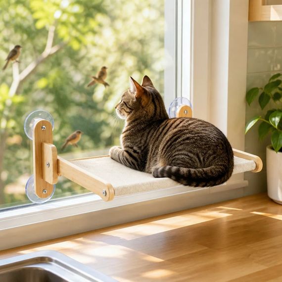 Підвісний гамак для кота KAT-03 на присосках, 62×40 см | Зображення 1