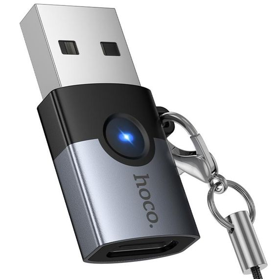 Переходник Hoco UA46B USB Male to Type-C Female USB3.0 Metal gray | Зображення 2