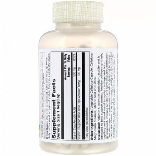 Витамин C Solaray Vitamin C 500 mg 250 Veg Caps | Зображення 1