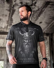 Милитари поло футболка  oblivion  Руни black  ПП4663