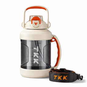 Спортивная бутылка TKK (2000 мл) - Белый матовый Tritan BPA-free, с эргономичной ручкой и клапаном