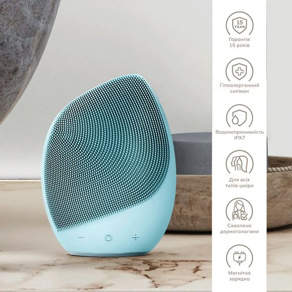 Електронна ультразвукова щітка для обличчя GESKE Sonic Facial Brush 5в1 gray, Бірюзовий | Зображення 2