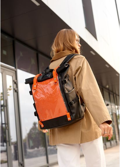 Жіночий рюкзак Sambag RollTop Hacking чорно-помаранчевий 41 x 30 x 16 см (24460129) | Зображення 5