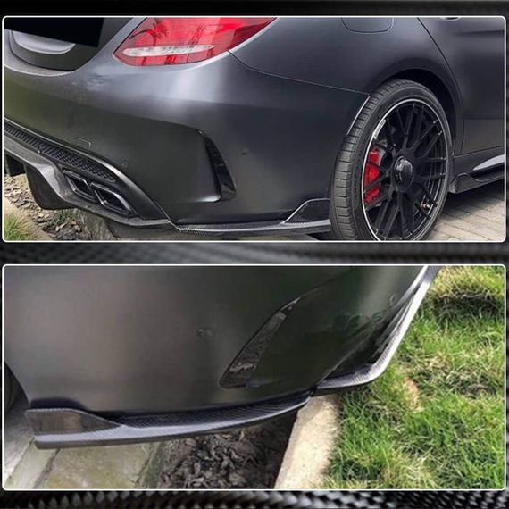 Накладки на задній бампер Flap (для SD C43/C63 AMG 2015-2019, Карбон) для Mercedes C-сlass W205 рр | Зображення 3