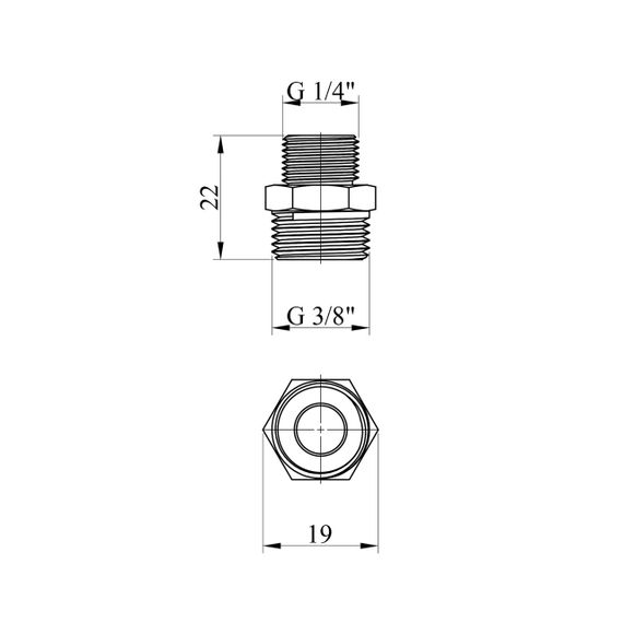 Ніпель перехідний Karro 3/8"х1/4" ЗЗ нікельований KR-3114 | Зображення 1