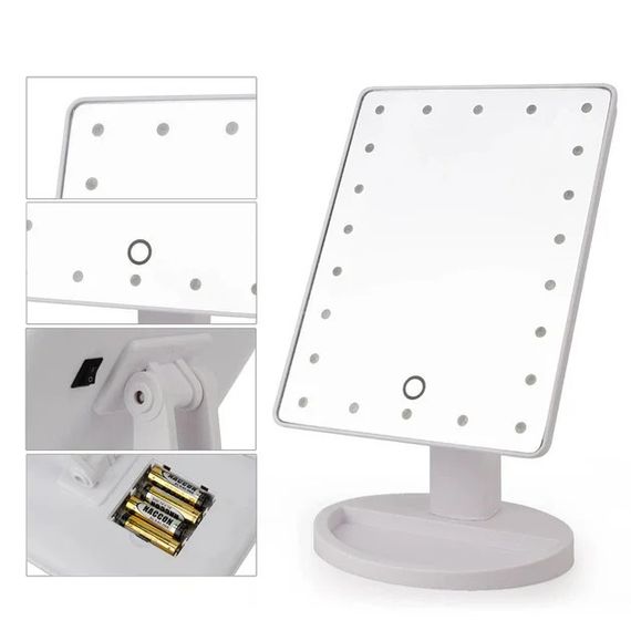 Настільне дзеркало для макіяжу з LED підсвіткою • Косметичне світлодіодне дзеркало для макіяжу та догляду за обличчям настільне | Зображення 4