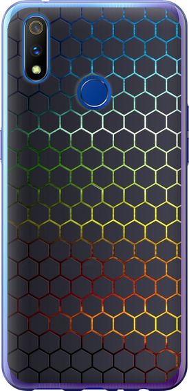 Чехол на Realme 3 Pro Переливающиеся соты "498u-1863-17620"