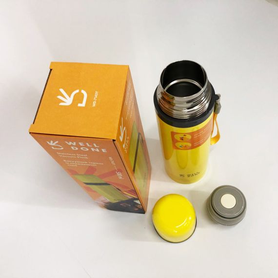 Термос вакуумний Well Done WD-7145Y 500 мл. Хороший невеликий термос для питної води. Колір: жовтий | Зображення 8