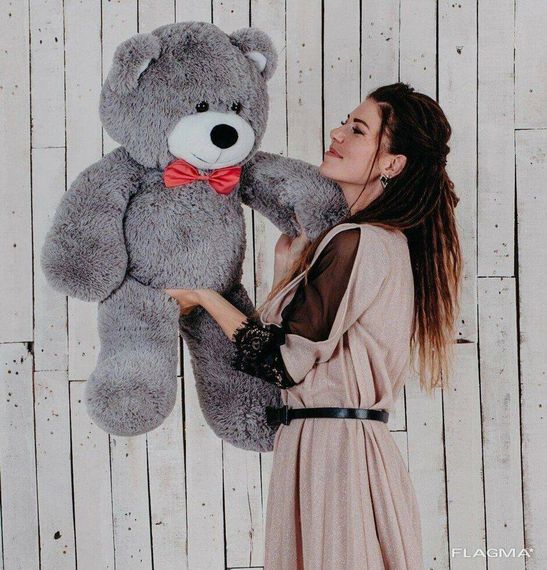 Мишка плюшевый Yarokuz Джон 110 см Серый | Зображення 1