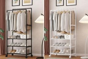 Стійка-вішалка на колесах для речей та взуття 3 яруси (YH9918-3)