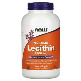 Лецитин, Lecithin, Now Foods, 1200 мг, 200 гелевых капсул