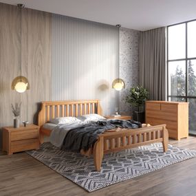 Двоспальне дерев'яне ліжко Mebigrand Прага Вільха 160х200 см (MBG-7146)