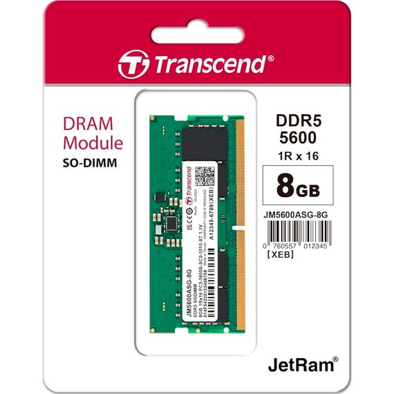Модуль пам'яті для ноутбука SoDIMM DDR5 8GB 5600 MHz Transcend (JM5600ASG-8G) | Зображення 1