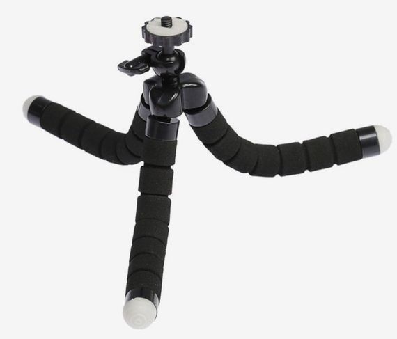 Штатив-тренога NULIER настольный, для телефона, гибкие ножки, высота 17 см, чёрный | Зображення 5