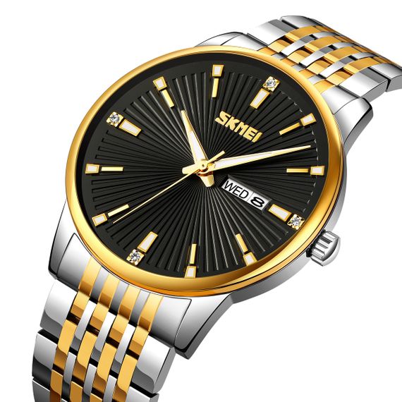 Чоловічий годинник Skmei 9323TGDBK Silver/Gold-Black | Зображення 1