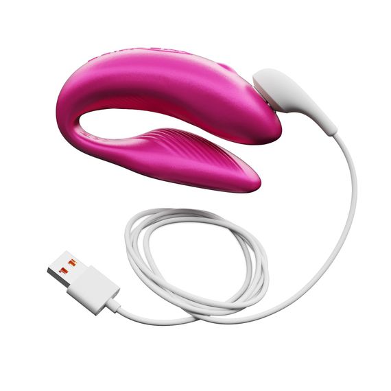 Смарт-вібратор для пар We-Vibe Chorus Cosmic Pink, сенсорне керування вібраціями стисненням пульта | Зображення 3