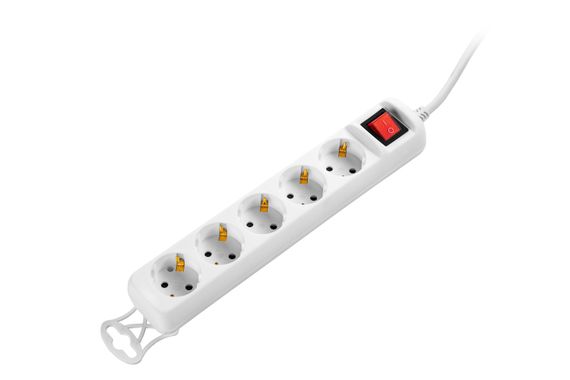 Мережевий подовжувач 2E  5XSchuko з вимикачем, 3G*1.5мм, 1.5м, white (2E-U05ESM1.5) | Зображення 3