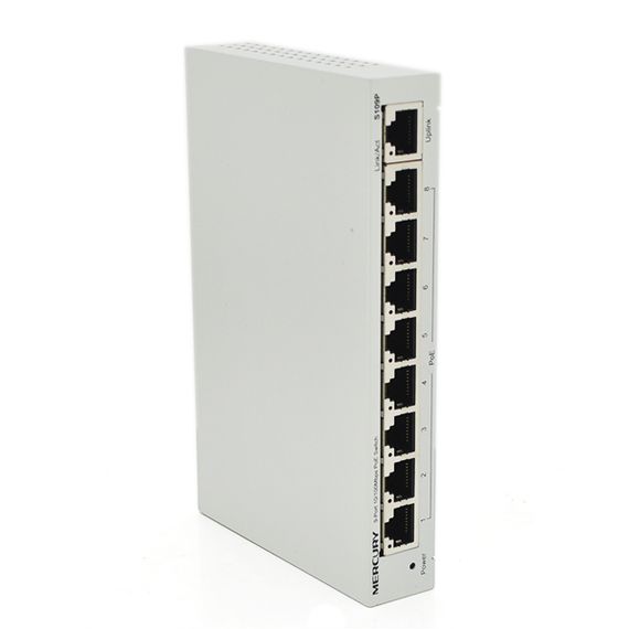 Комутатор POE 48V Mercury S109P 8 портів POE + 1 порт Ethernet (Uplink) 10/100 Мбіт / сек, БП в комплекті, BOX Q200 (285 * 223 * 68) 0,97 кг (216 * 131 * 30)