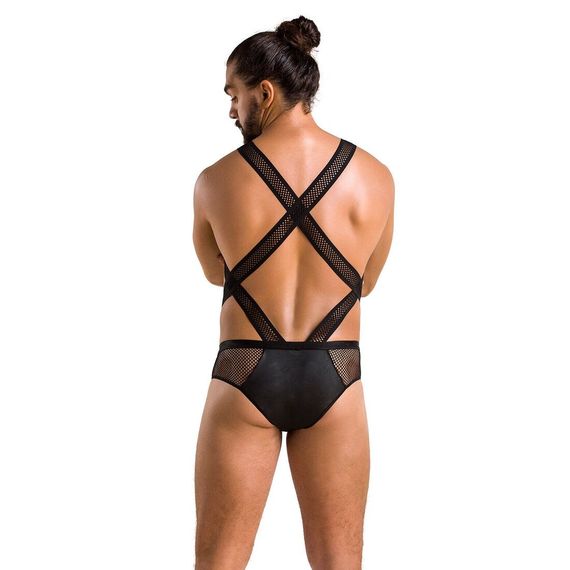 Мужское эротическое сетчатое боди Passion 045 VICTOR XXL/XXXL Black, экокожа, сетка | Зображення 3
