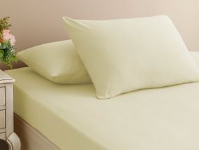 Простынь 180x200см на резинке с наволочкой (ранфорс) First Choice, Кремовая