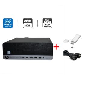 Комп'ютер HP ProDesk 600 G3 SFF / Intel Core i5-6500 (4 ядра по 3.2 - 3.6 GHz) / 8 GB DDR4 / 120 GB SSD + 160 GB HDD / Intel HD Graphics 530 / Windows 11 Pro б/в + Подарунок Флеш пам'ять USB 32 GB + Кабель живлення