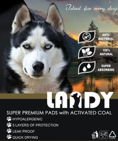 Гіпоалергенні пелюшки LANDY 60х60 см для цуценят і собак з активованим вугіллям (60 шт )