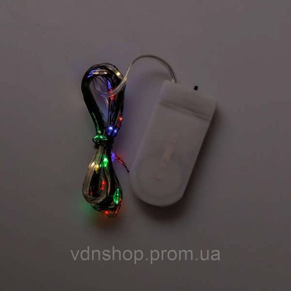 Світлодіодна гірлянда Роса 3 метри на батарейках 30 led нитка на зеленому дроті мультиколор 30L3MGML | Зображення 5