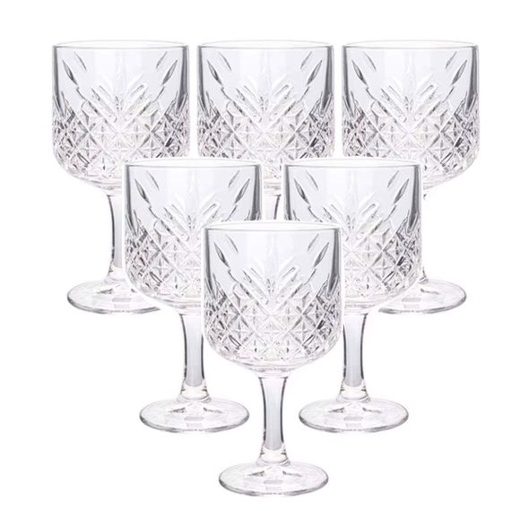 Келихи для вина на високій ніжці набір 6 шт винний келих скляний прозорий 400 мл HP-YH-44