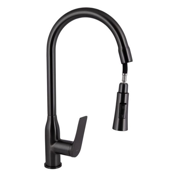 Смеситель для кухни Qtap Vlasta New с выдвижным изливом QTVLA344GMB45647 Gunmetal Black PVD | Зображення 2