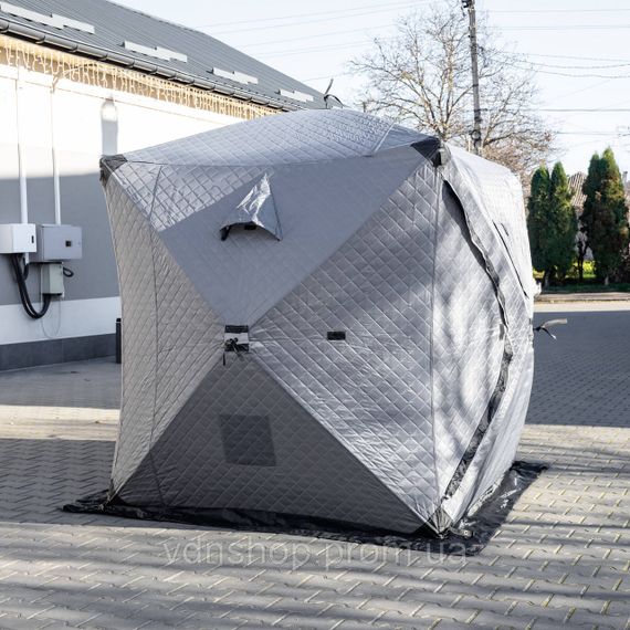 Палатка зимняя утепленная "Куб" 210х210х210 для рыболова туризма кемпинга и путешествий Серая LU-BD18G | Зображення 7