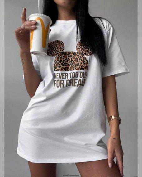 Футболка женская с принтом повседневная XL Белая