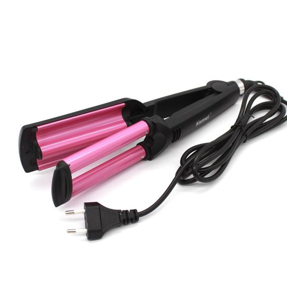 Тройная плойка для завивки волос 45Вт, Kemei KM-2022 / Щипцы для локонов с керамическим покрытием | Зображення 8