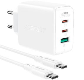 Мережевий зарядний пристрій Acefast A13 Fast Charger PD 65W 2×Type-C / 1×USB з кабелем Type-C to Type-C - White