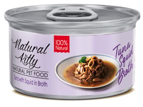 Влажный корм для котов с тунцом и кальмарами Natural Kitty Broth Series Tuna With Squid In Broth, 80 гр