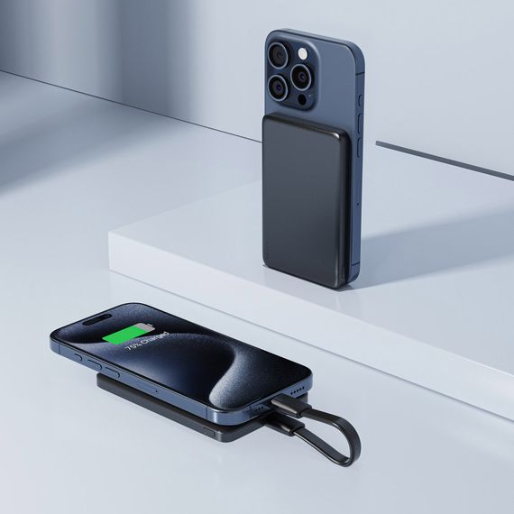 УМБ Acefast Magnetic Wireless 5000mAh 18W PD,QC 3.0, QI 7.5 Вт, ультра тонкий, M8 Black | Зображення 5