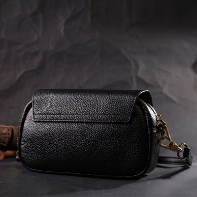 Сумка Vintage Вечірня Жіноча з фігурним клапаном із натуральної шкіри Чорна (22429) | Зображення 3